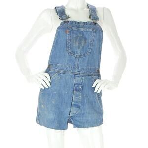 70s Vintage Levi's Hippie Boho Festival Denim Jean Bib Overalls Cutoff Shorts